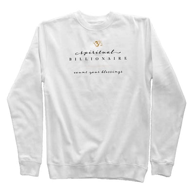 white spiritual billionaire crewneck pullover fleece sweatshirt for womena and men